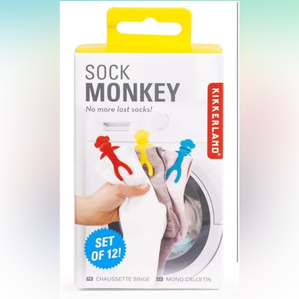 Kikkerland Sock Monkeys Set of 12 Sock Clips